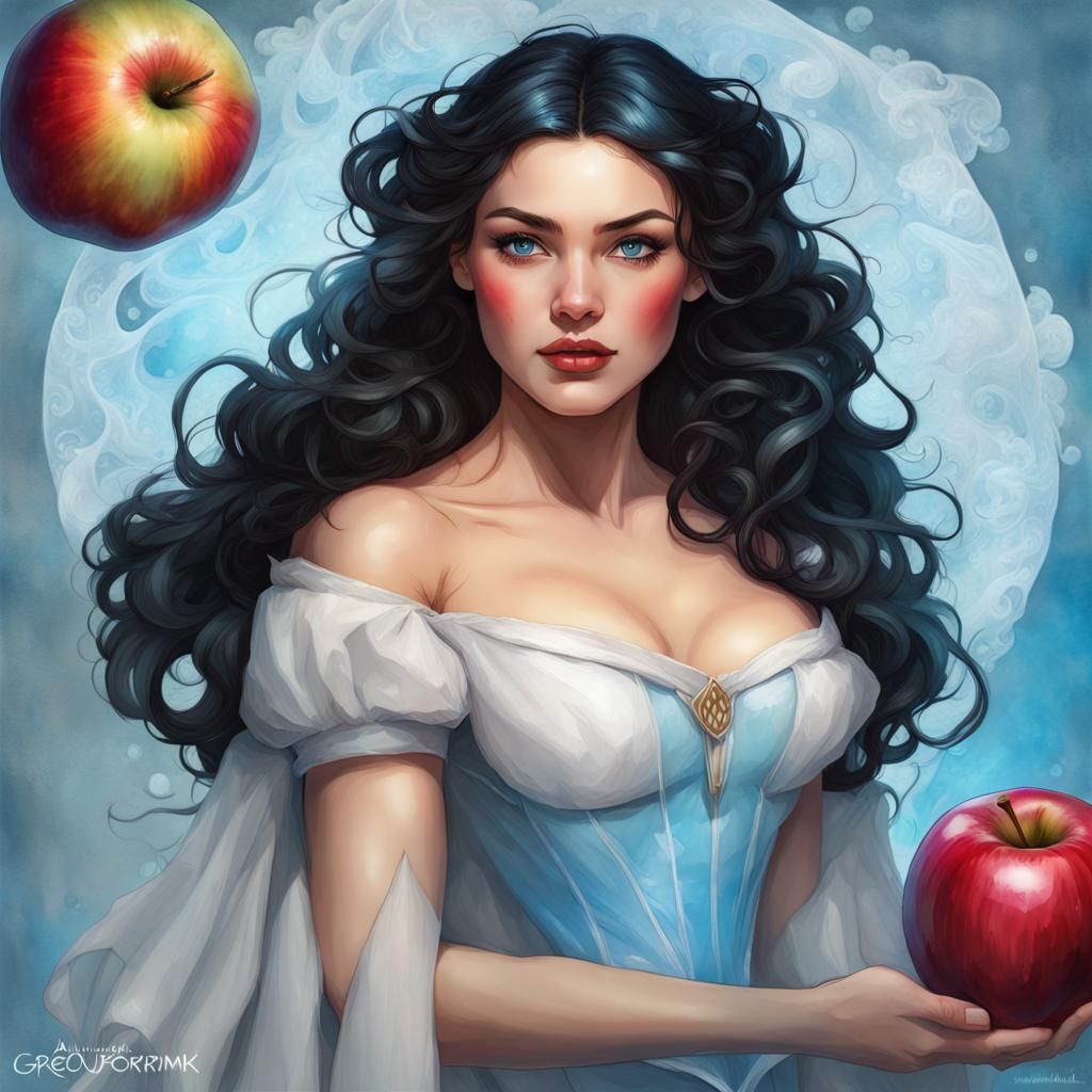 Snow White Portrait in Alcohol Ink Style