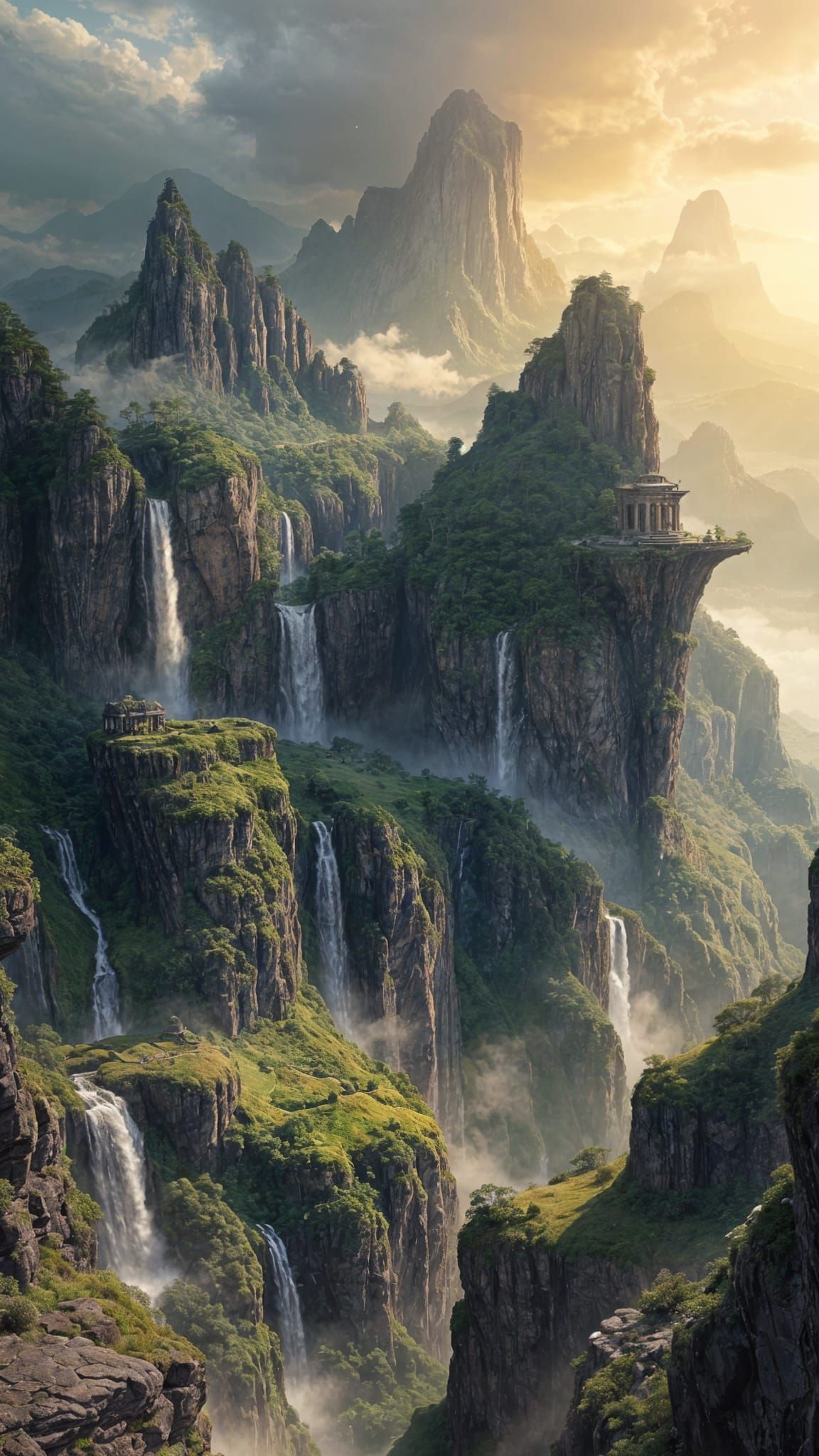 Epic Floating Islands Fantasy Landscape