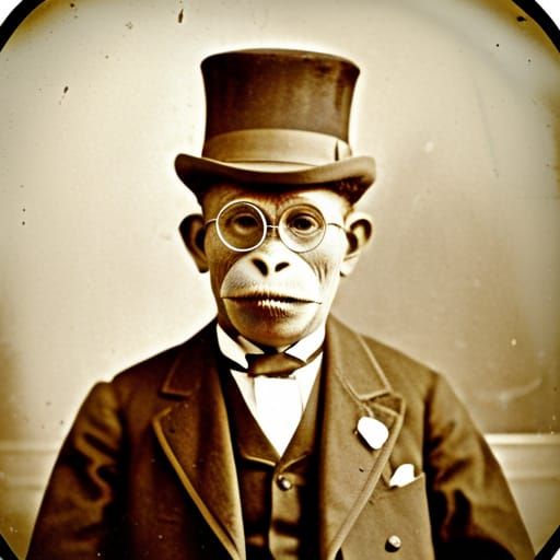 Vintage Monkey Portrait in Sepia Tones