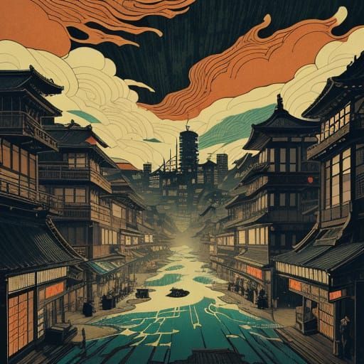 Ukiyo-e in Clockwork Orange and Dystopian world. Melting A C...