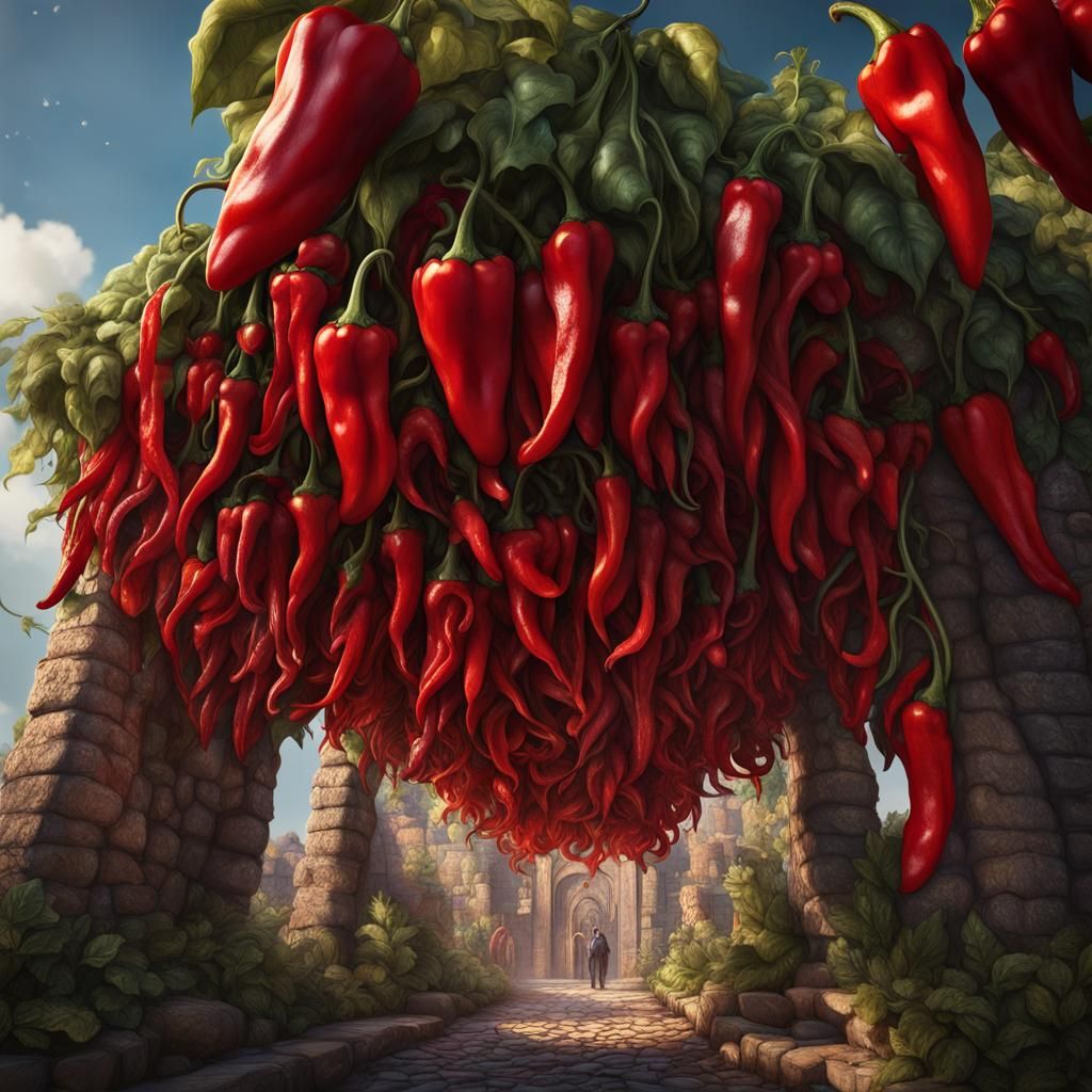 Ristra of Red Peppers: Detailed Matte Painting