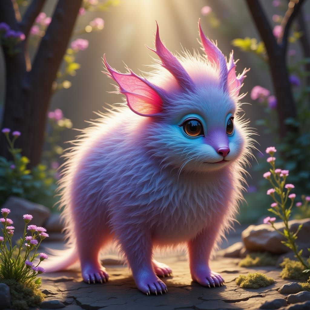 Enchanted Iridescent Mammal in Dreamlike Realms