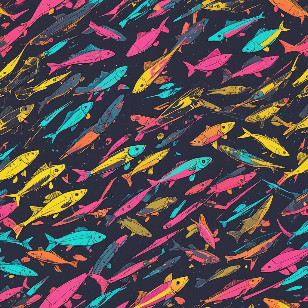 Cyberpunk Fish in Neon Cityscape
