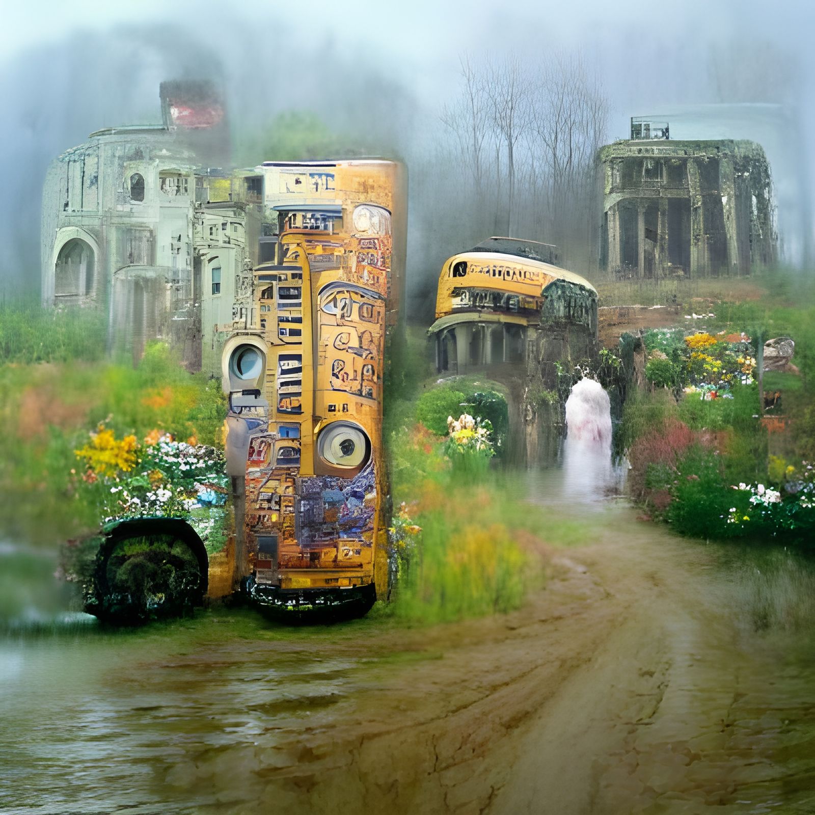 Post-Apocalyptic Ruins in Ethereal Fantasy Style