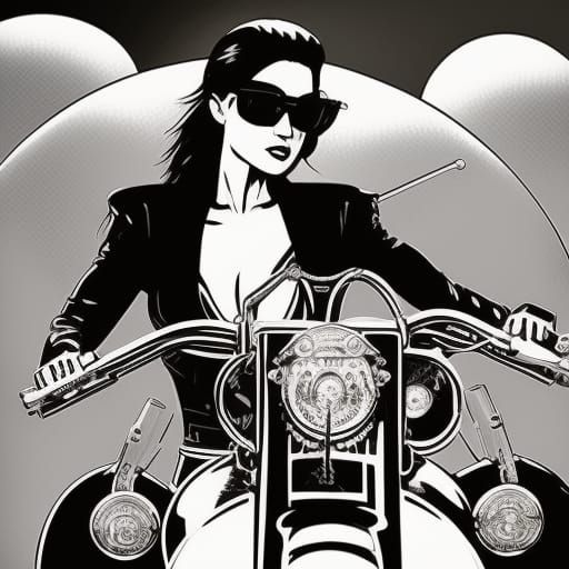 Cowgirl Biker Leader on Chopper Motorcycle