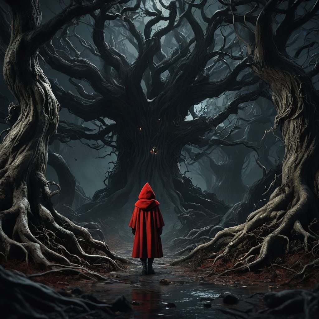 Dark Fantasy Portrait of Little Red Riding Hood and the Big ...
