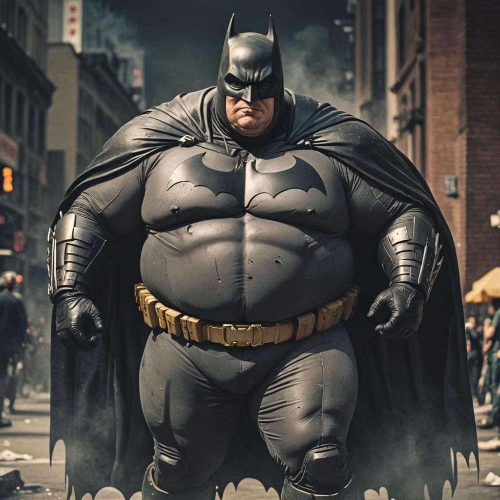 Obese Batman: A Cinematic Film Still