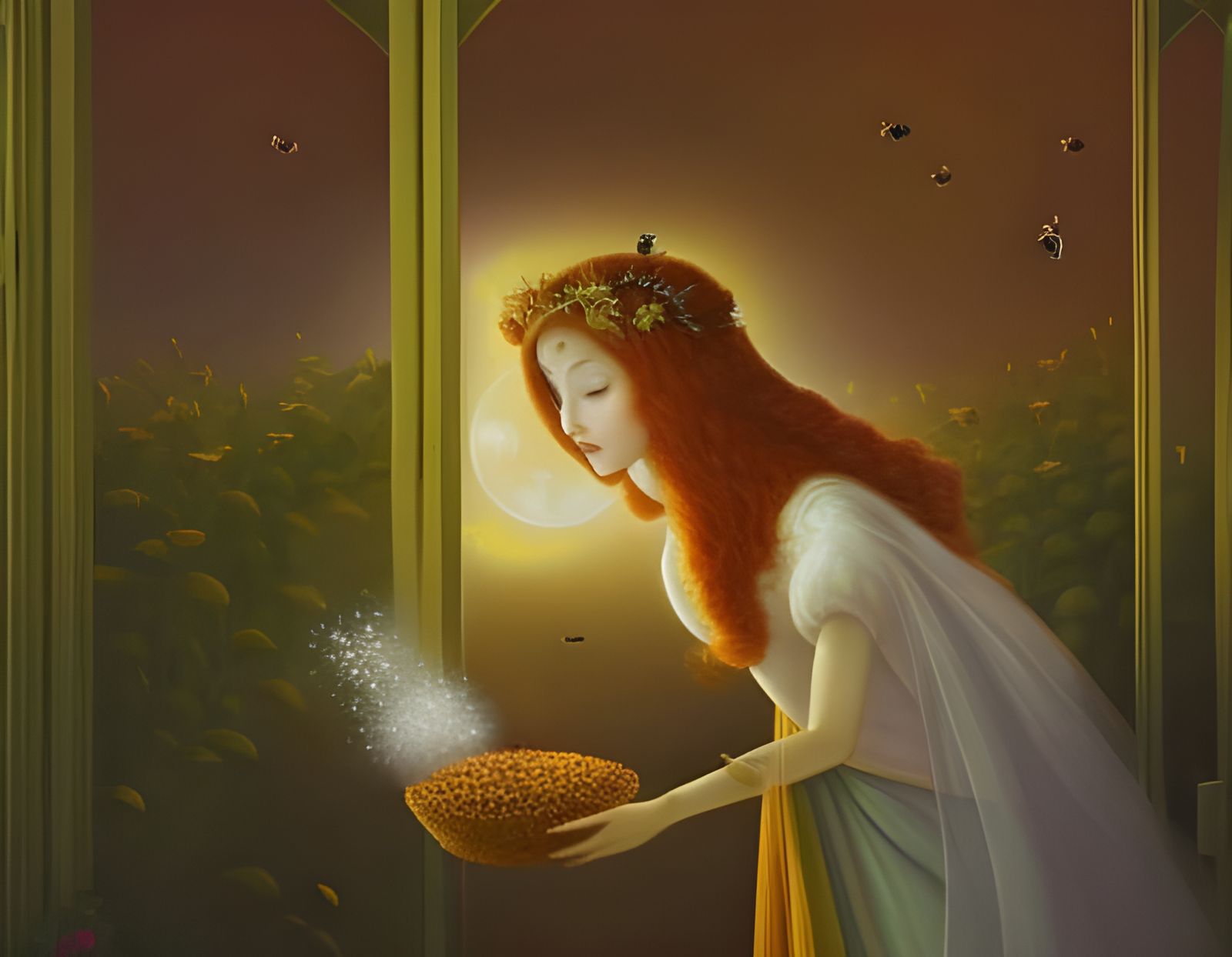 Fairytale Beekeeper Witch in Detailed Fantasy Art