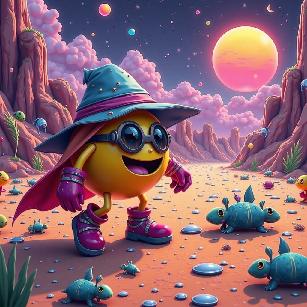 Pac Man Embarks on Whimsical Desert Wildlife Quest in Vibran...