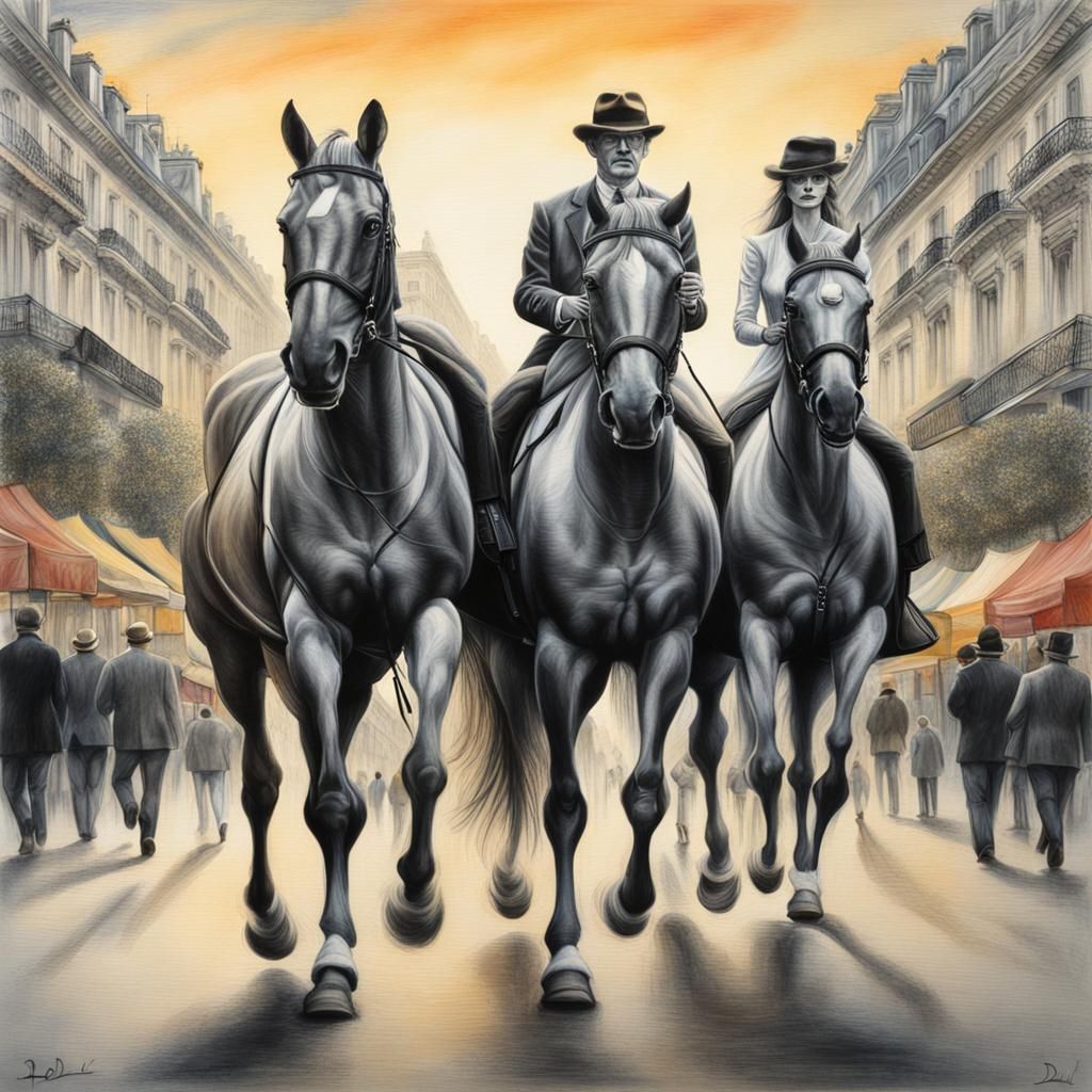 Double Exposure: People with Hearts on Champs Elysees