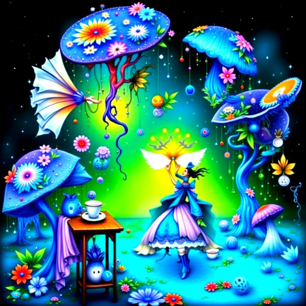 Surreal Wonderland Scene in Hyperreal Style