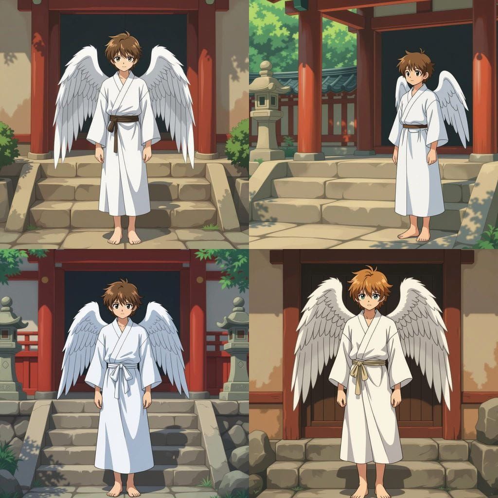 Youthful Angel in Shounen Anime Style