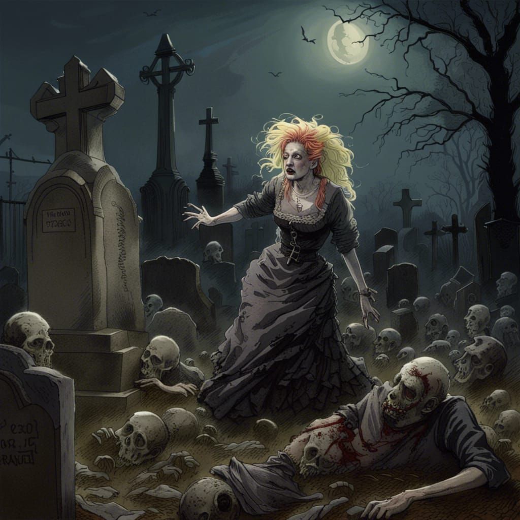 Cyndi Lauper Zombie Emerges from Grave in Horror Art