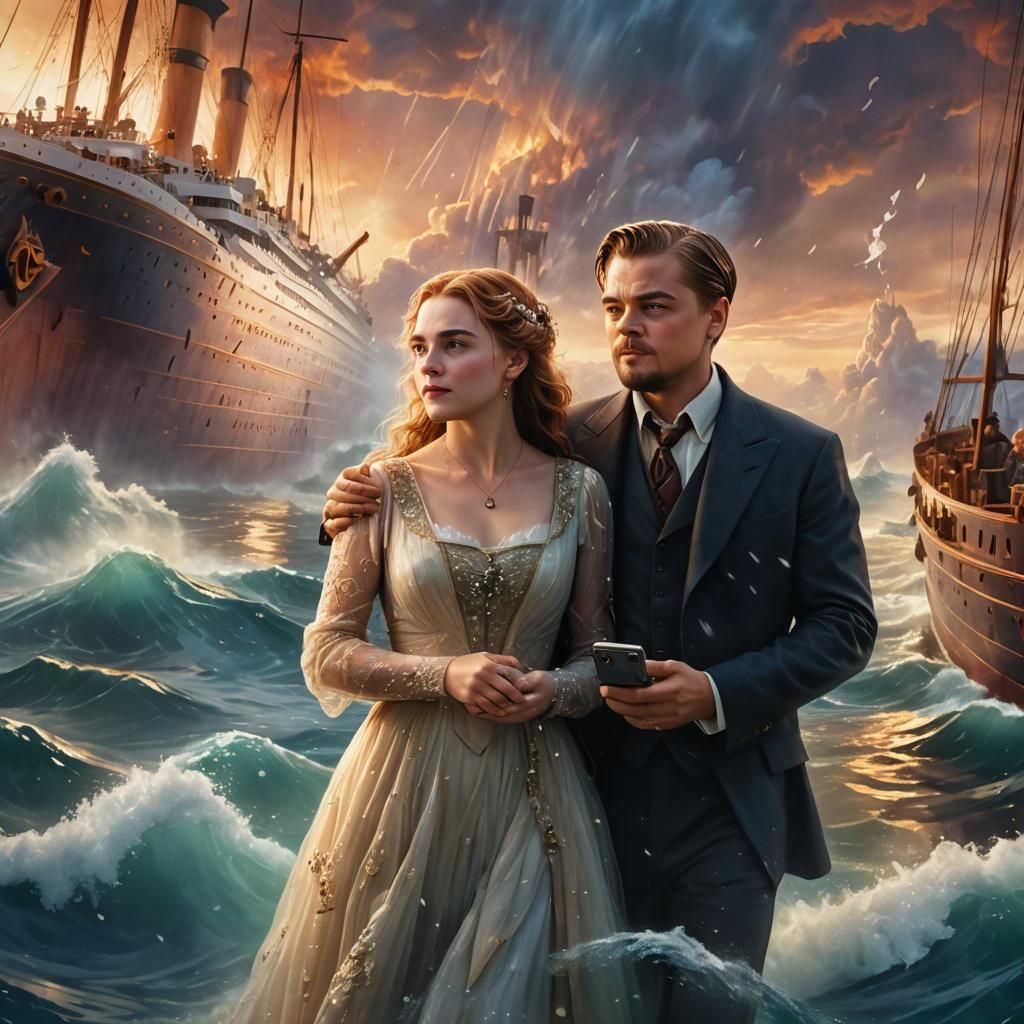 Titanic Selfie: Ethereal Fantasy Digital Art