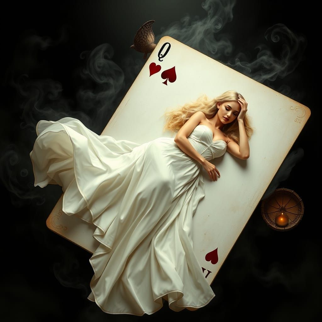 Woman on Playing Card in Ethereal Fantasy Style