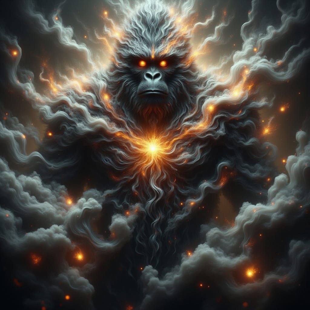 Majestic Gorilla Divine Spirit in Fantasy Art Style