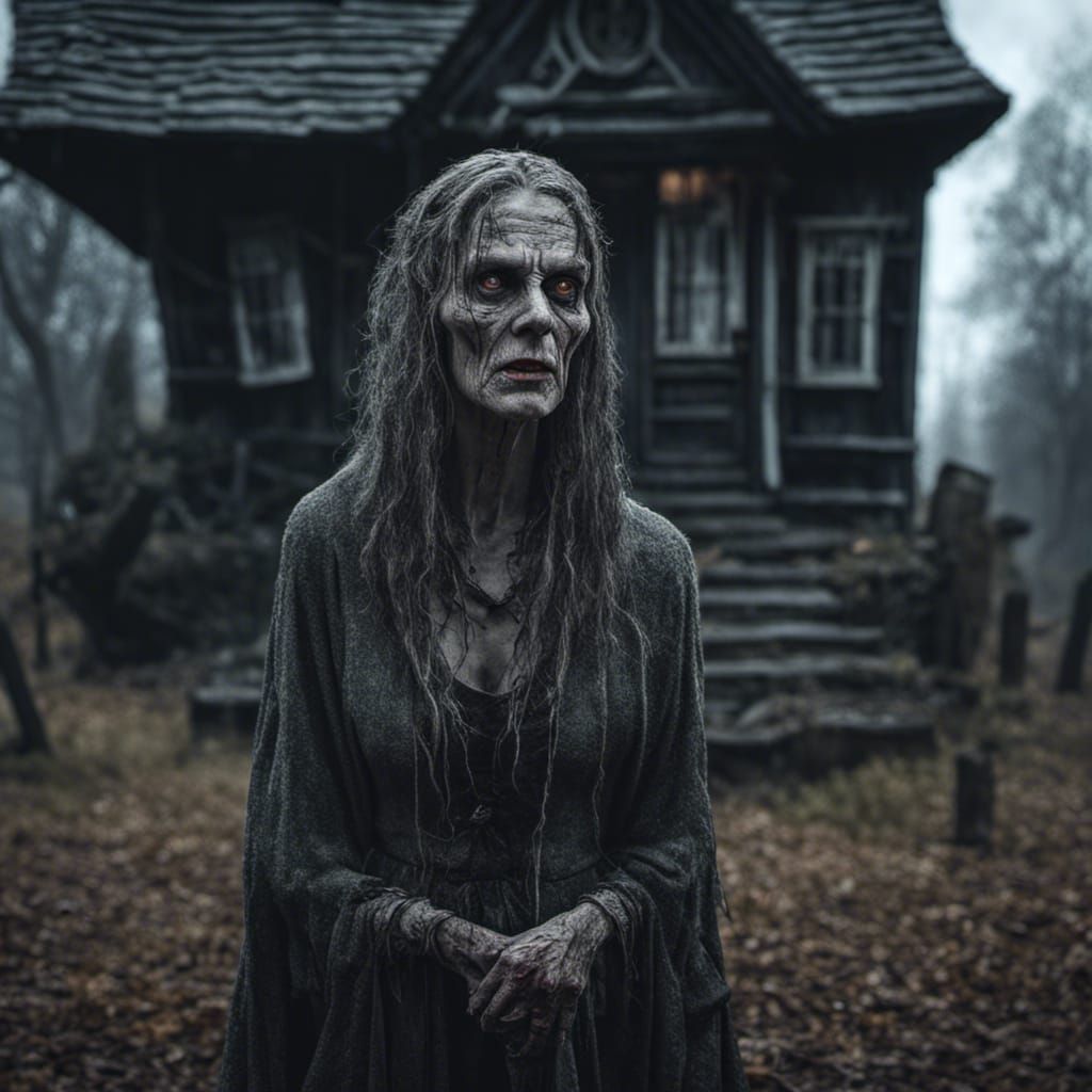 A hag in front of her house