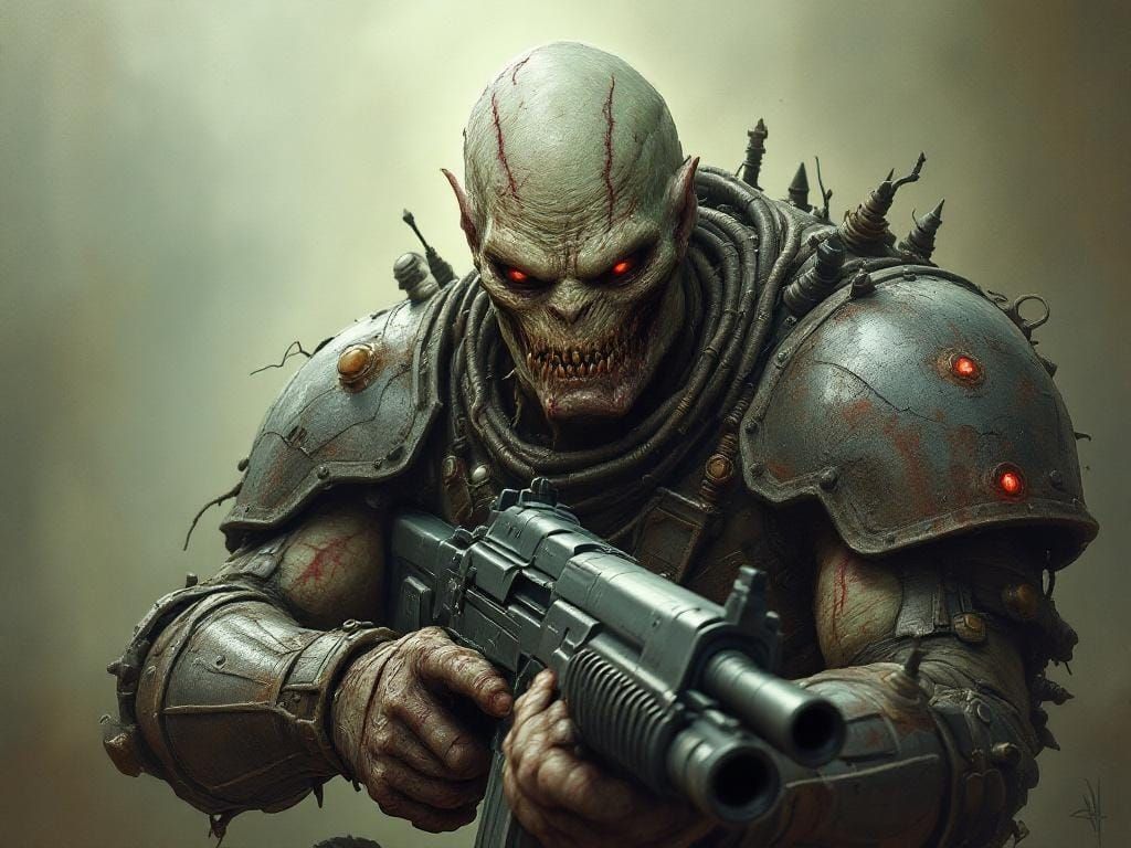 Super Mutant Warrior in Post-Apocalyptic Armor