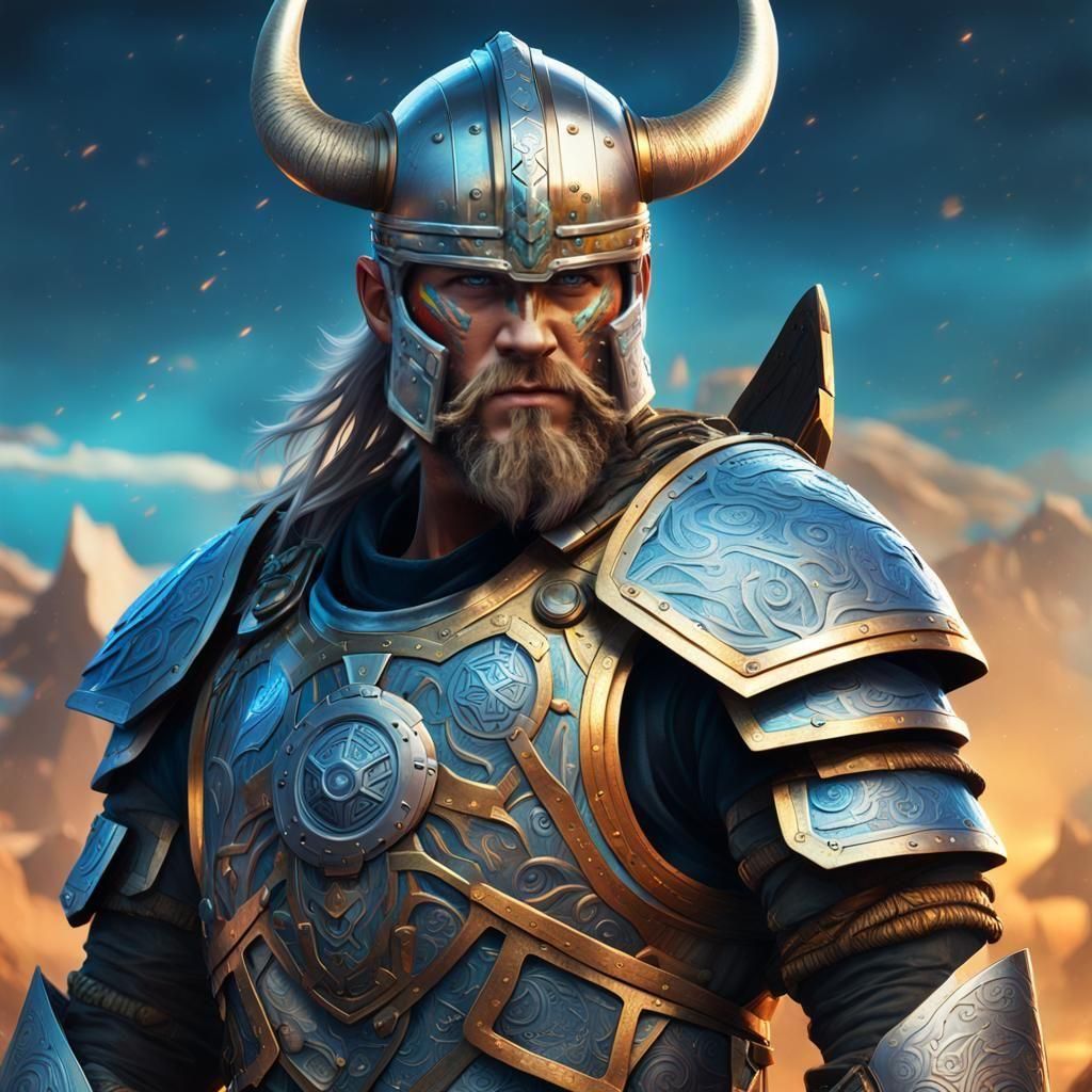 Futuristic Viking Warrior in Detailed Battle Armor