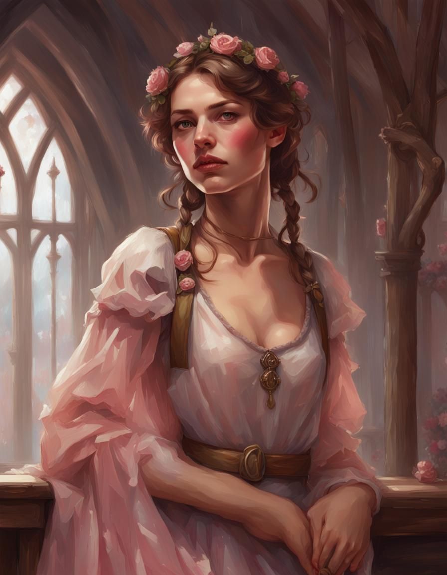 Medieval Woman Portrait in Hyperdetailed Style