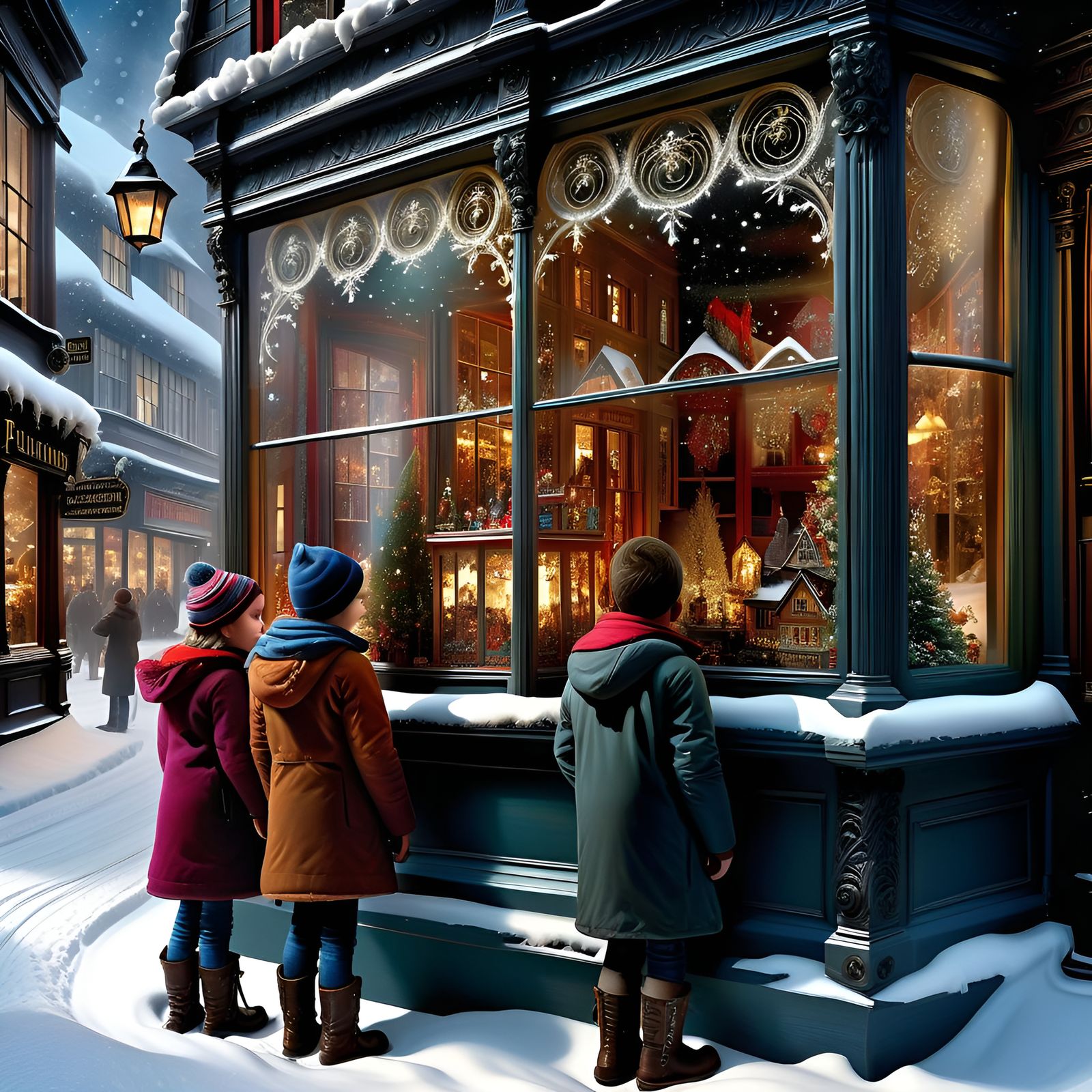 Looking what to buy at the toy shop.