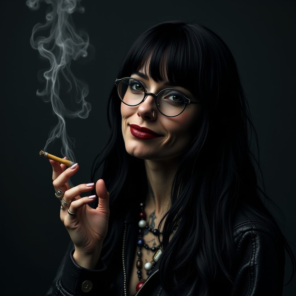 Goth Woman with Piercings and Tattoos in Cinematic Style