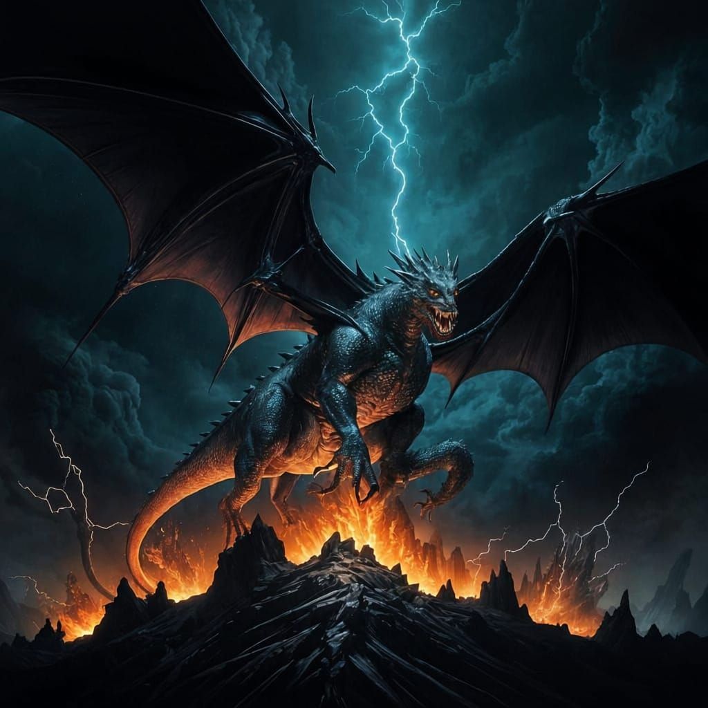 Crystal Dragon in Electric Storm: A Masterpiece