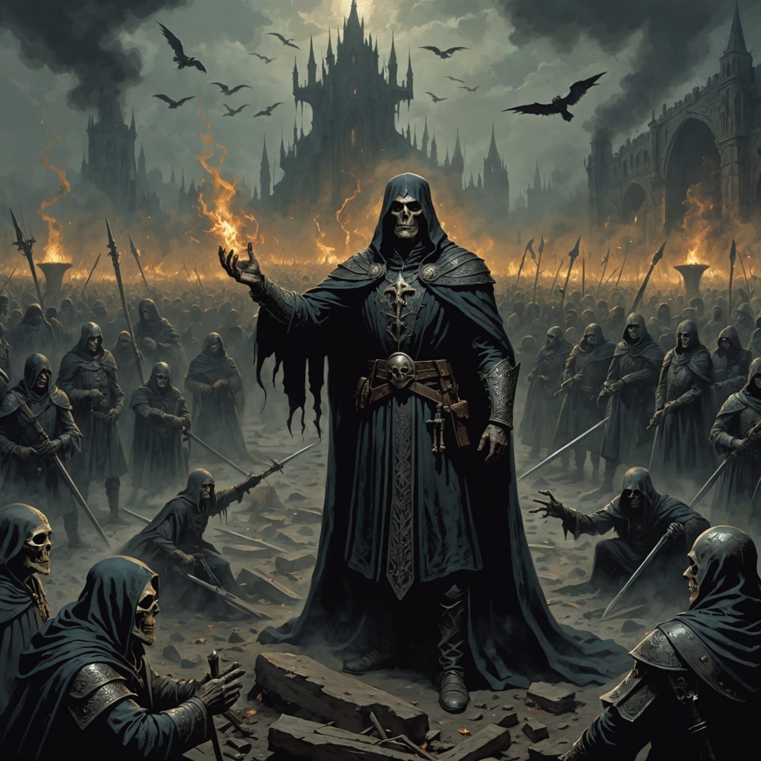 Necromancer Summons an Army: Horror Art