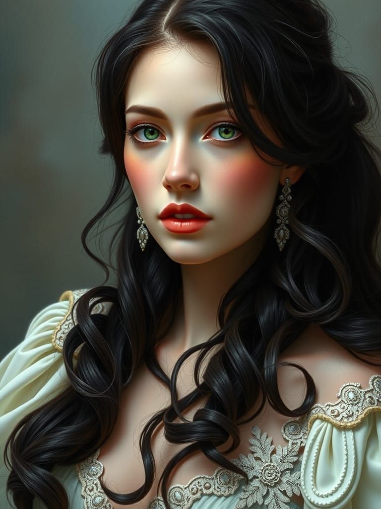 Ethereal Renaissance Beauty in Elegant Gown