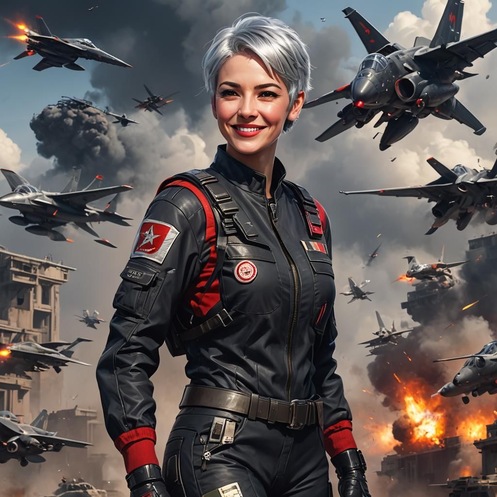 Young Pilot in Military Suit, Digital Art