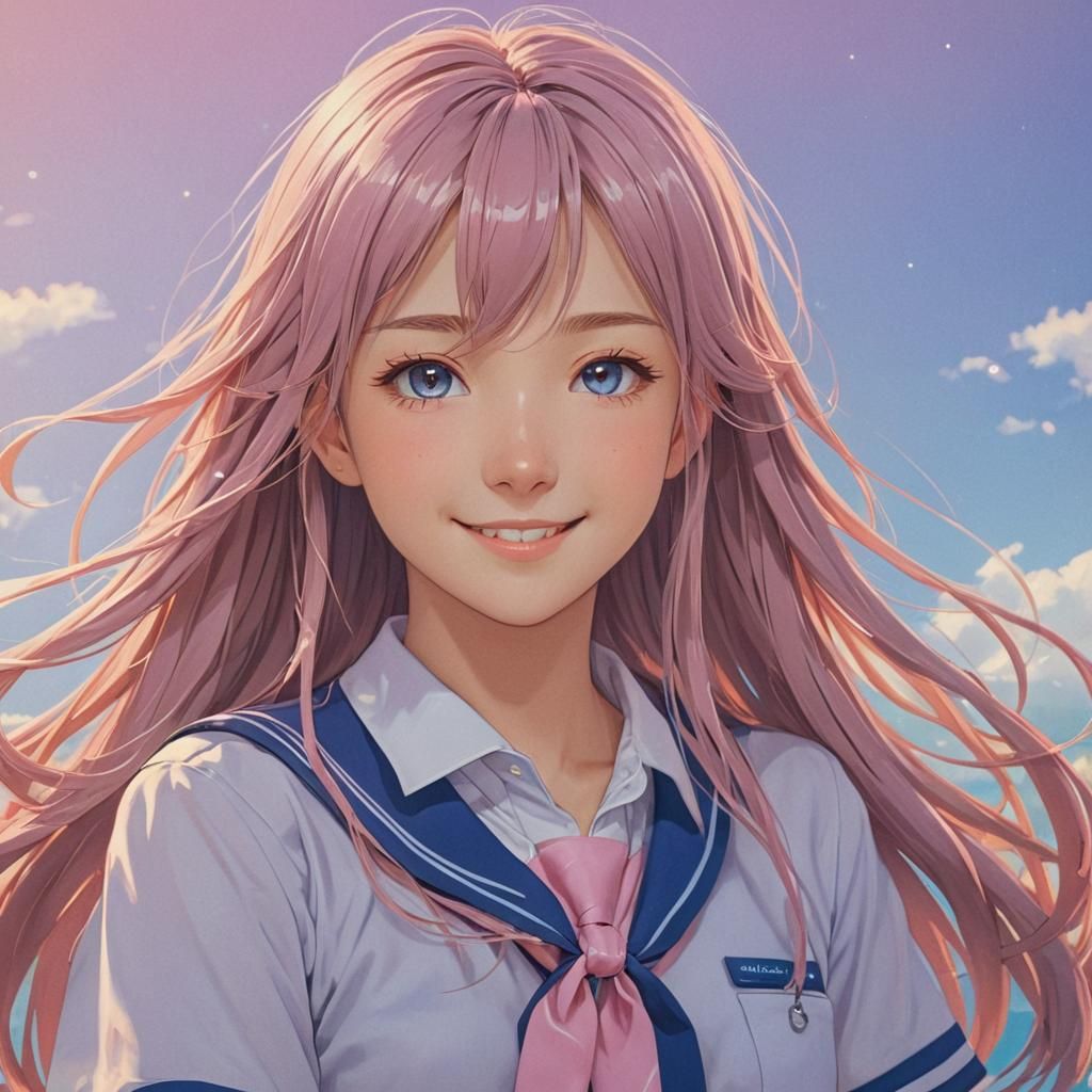 Breathtaking Anime Portrait in Vibrant Pastel Hues