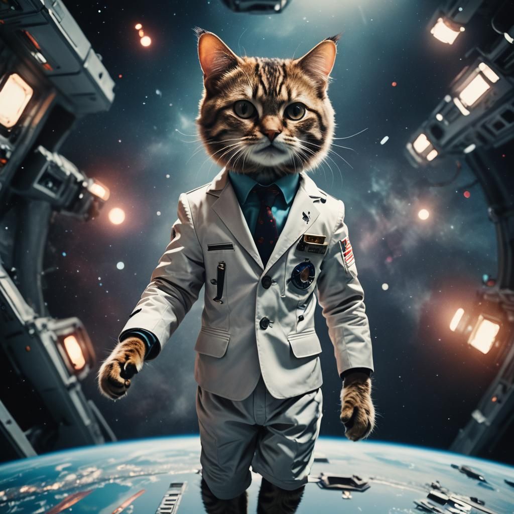 Cat in Space Suit: Cinematic Film Still