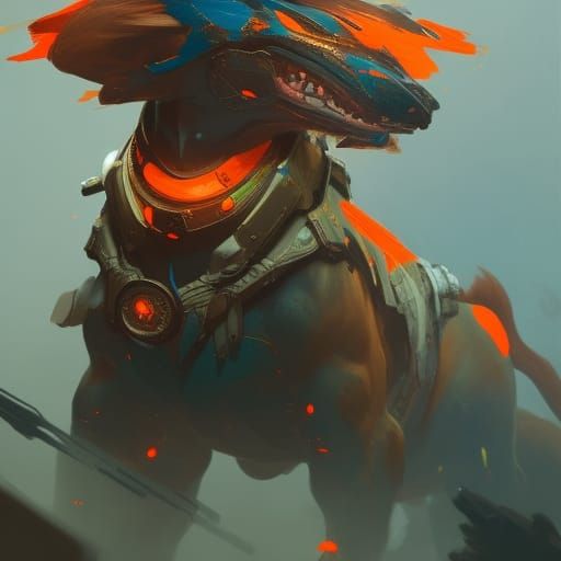 Hyperdetailed Battle Dog Concept Art