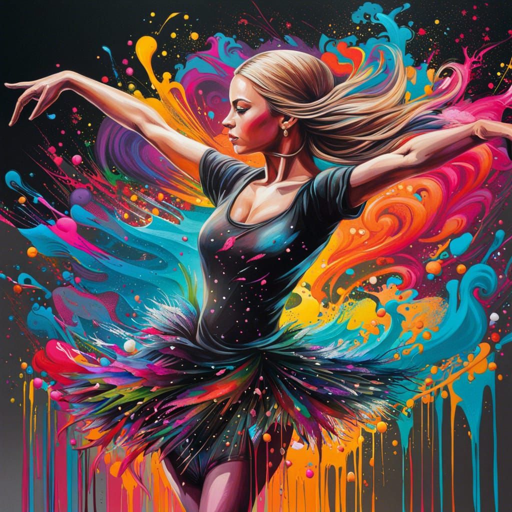 Colorful Ballerina Graffiti Art Masterpiece
