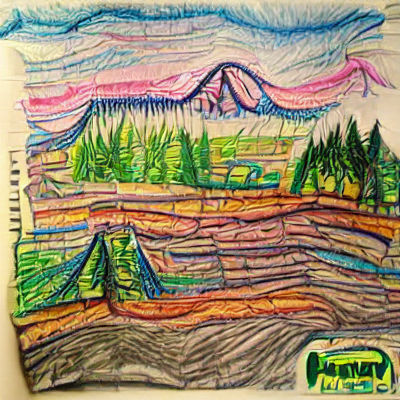 Crayon Art: Pacific Northwest Landscape