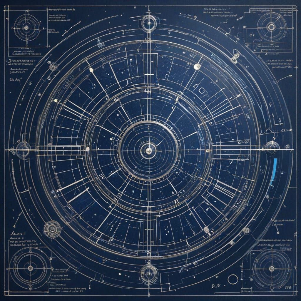 Detailed Blueprint of Sci-Fi Time Machine with Gallifreyan S...