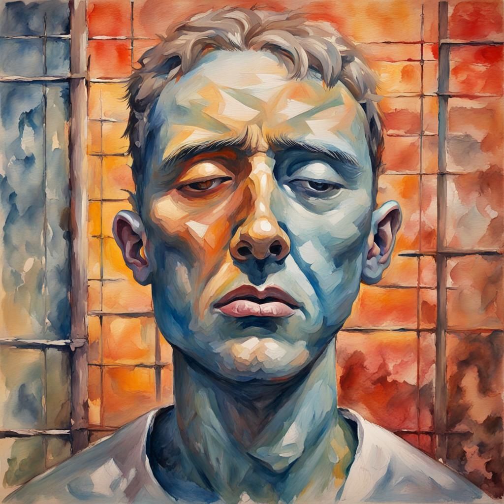 Head as Prison in Gouache Watercolor Style