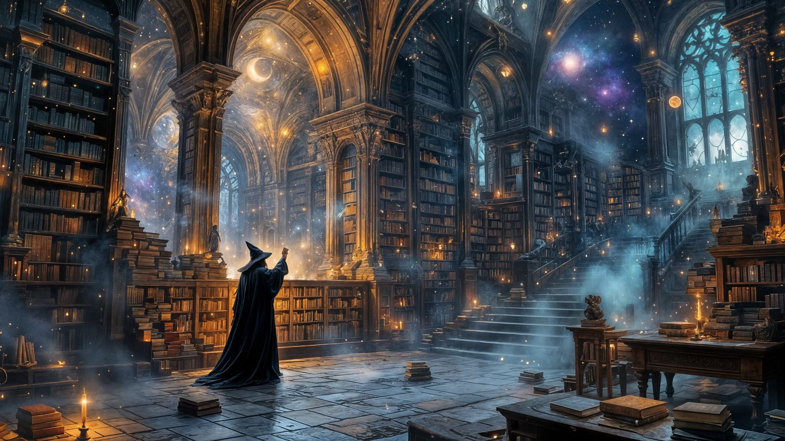Mystical Library of Dreams in Celestial Splendor