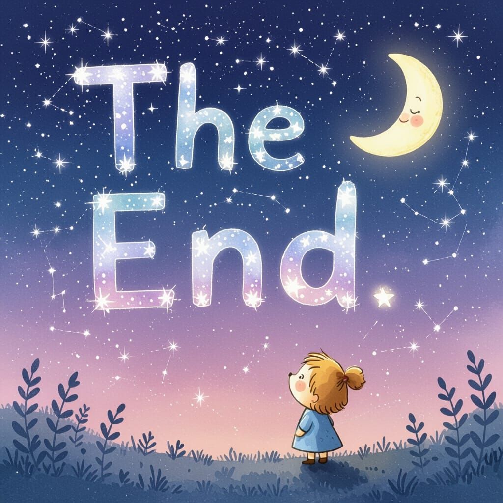 Smiling Star Watches Moon in Lavender Blue Night Sky