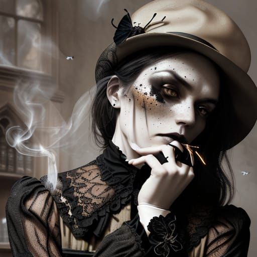 Moths and Lace in a Gothic Coffee Shop