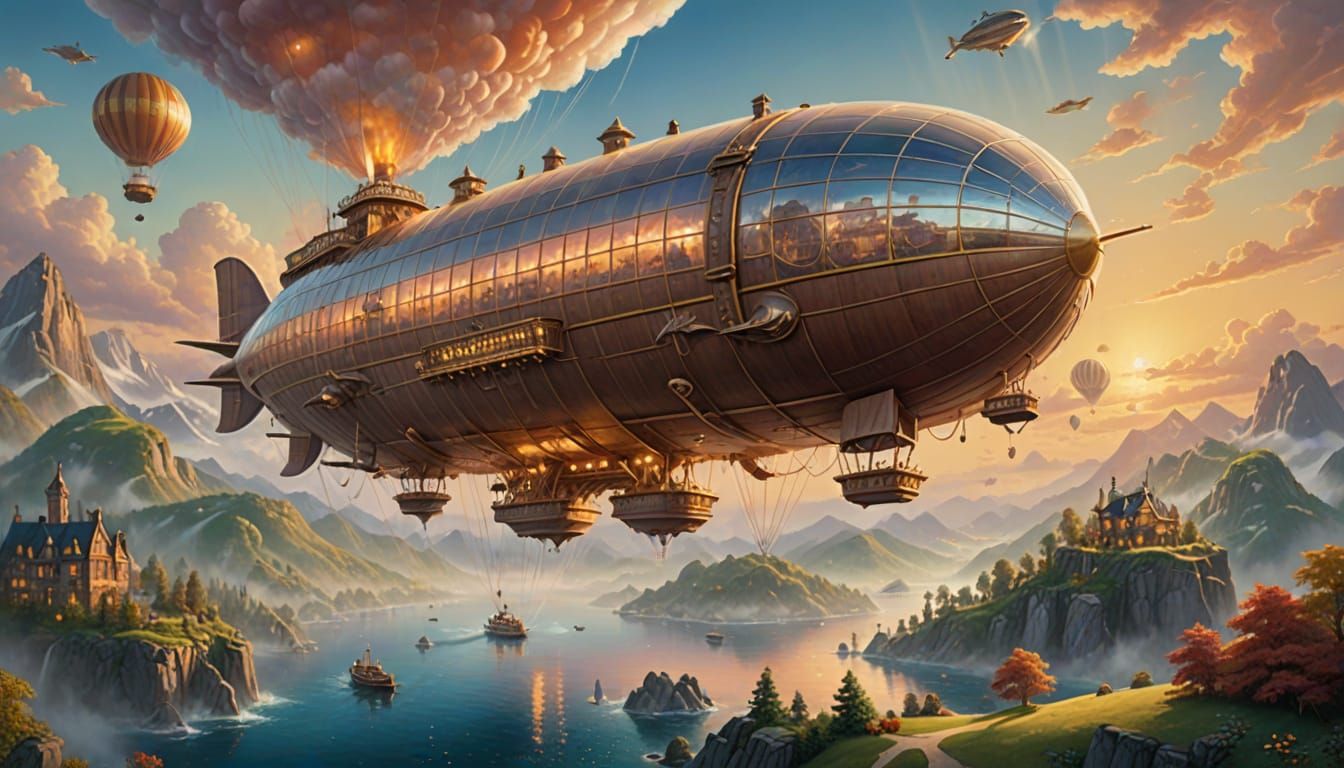Colossal Airship Soaring Over Floating Islands