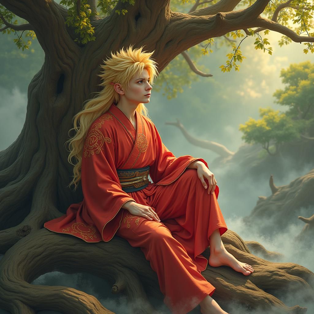 Naruto on World Tree Root in Kinkade Dreamscape