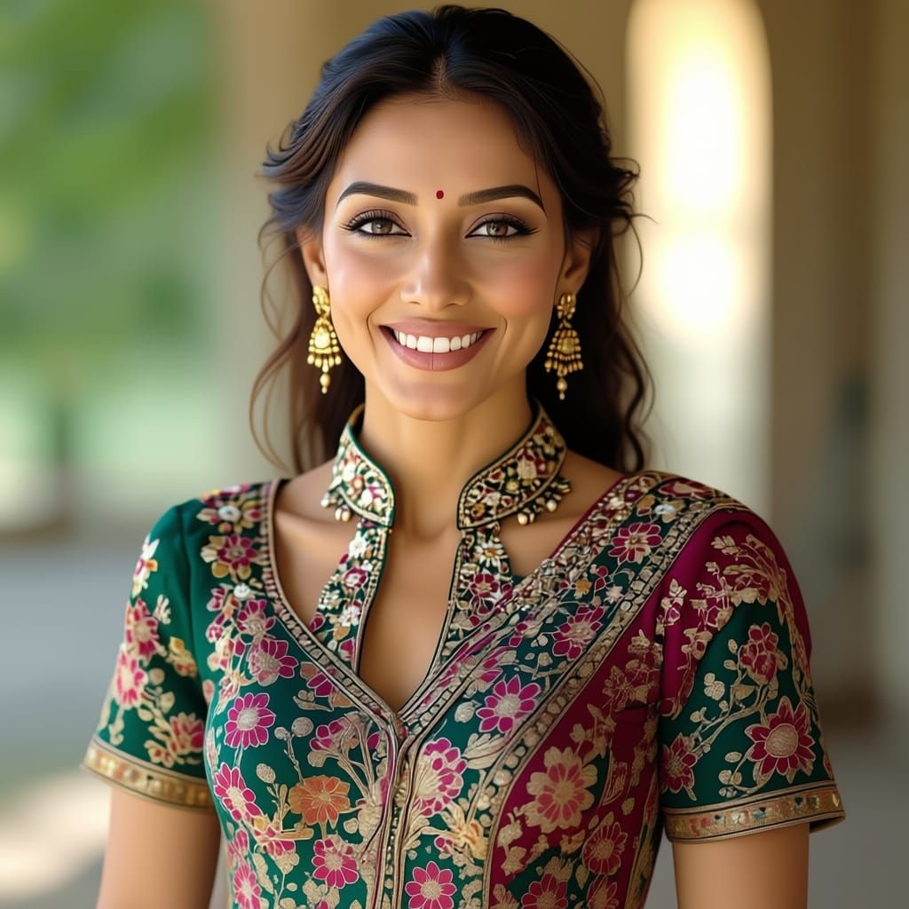 Graceful Indian Woman Portrait in Golden Hour Light