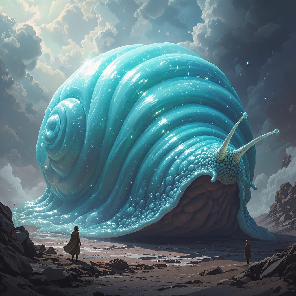 Planet-Sized Slime Protector in Cosmic Fantasy Art