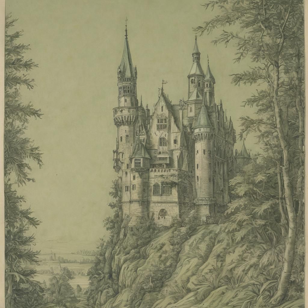 "German Renaissance. Albrecht Dürer style drawing 1503. Feat...