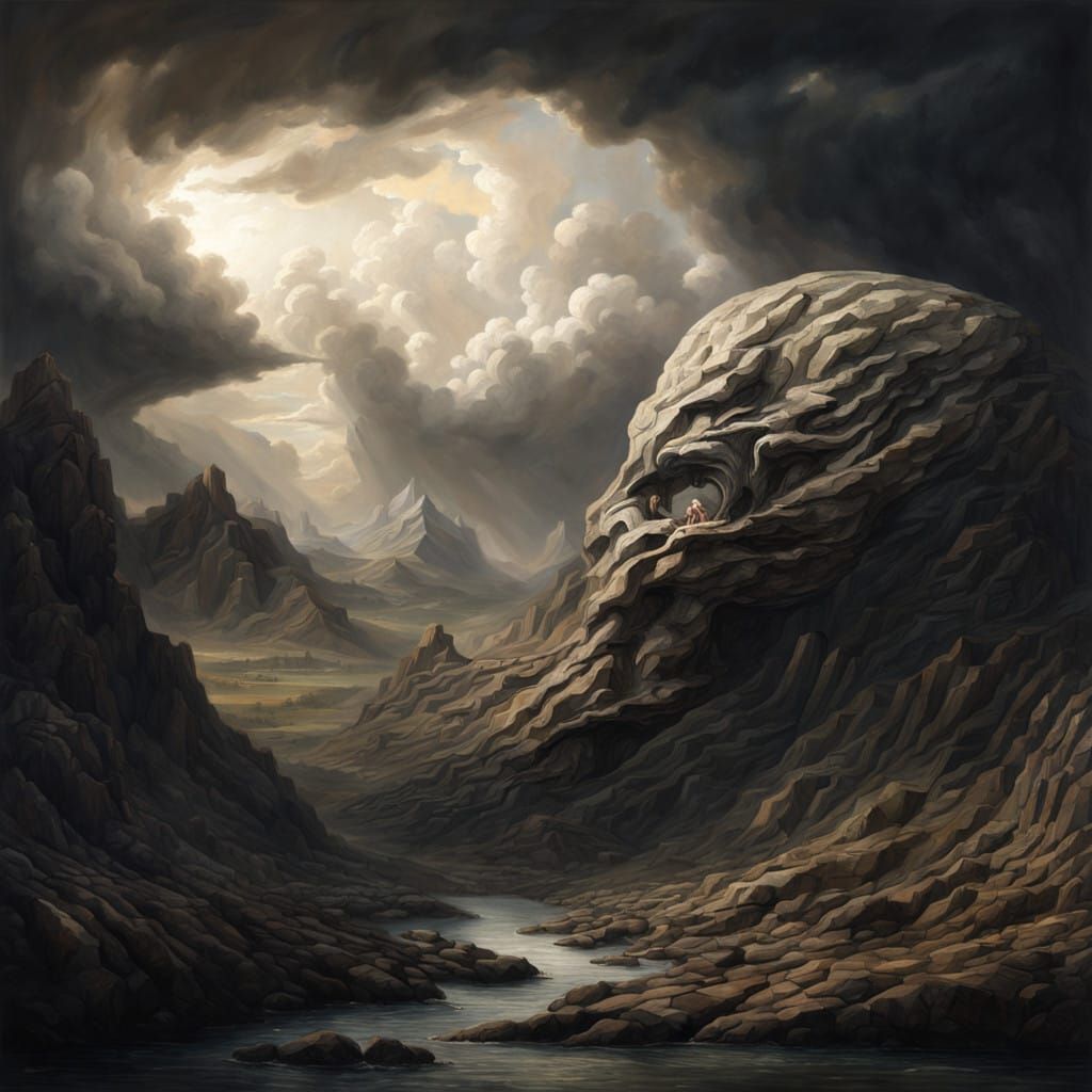 Realistic Hand Rises from the Earth in a Moody, Stormy Lands...