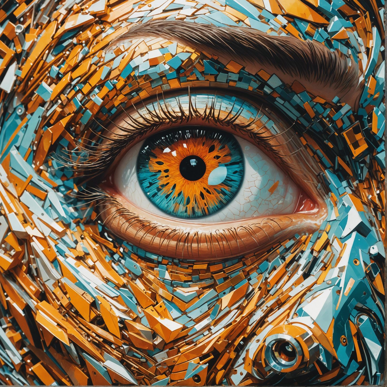 Surreal Eye Portrait in Rococo Futurism