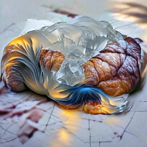 Hyperrealistic Ice Croissant Still Life