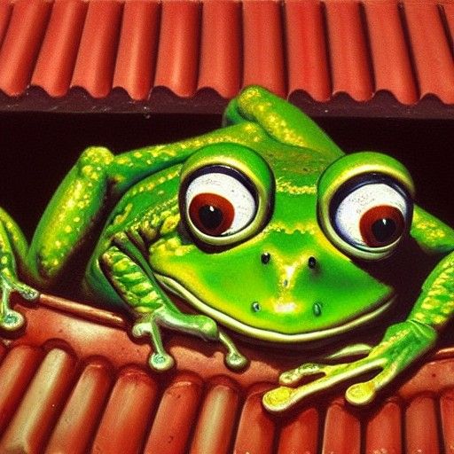 Drunk Frog in Gutter: Hyperrealistic Oil Painting