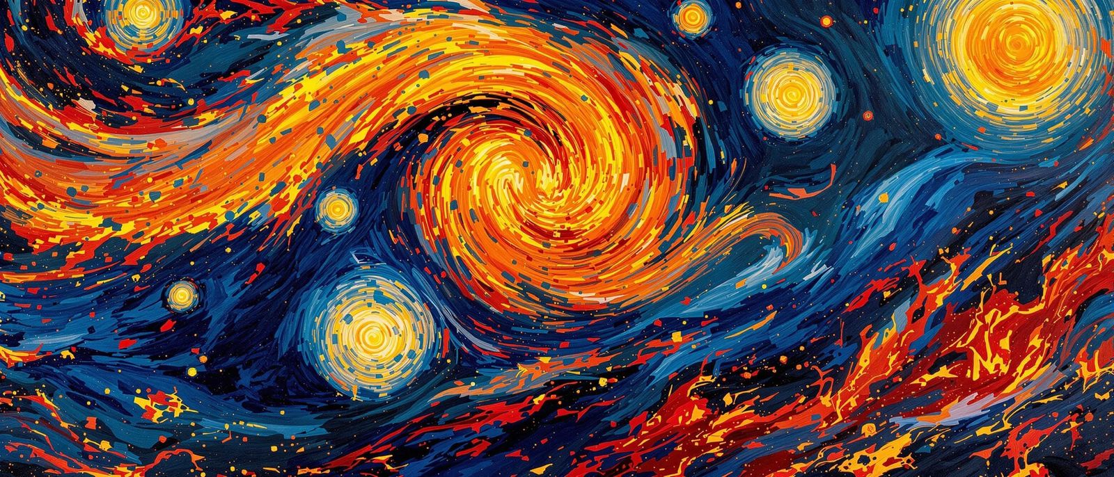 Fiery Landscape in Post-Impressionist Style